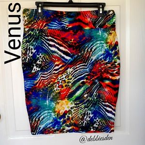 Venus Stretchy Bright Animal Print Pencil Skirt